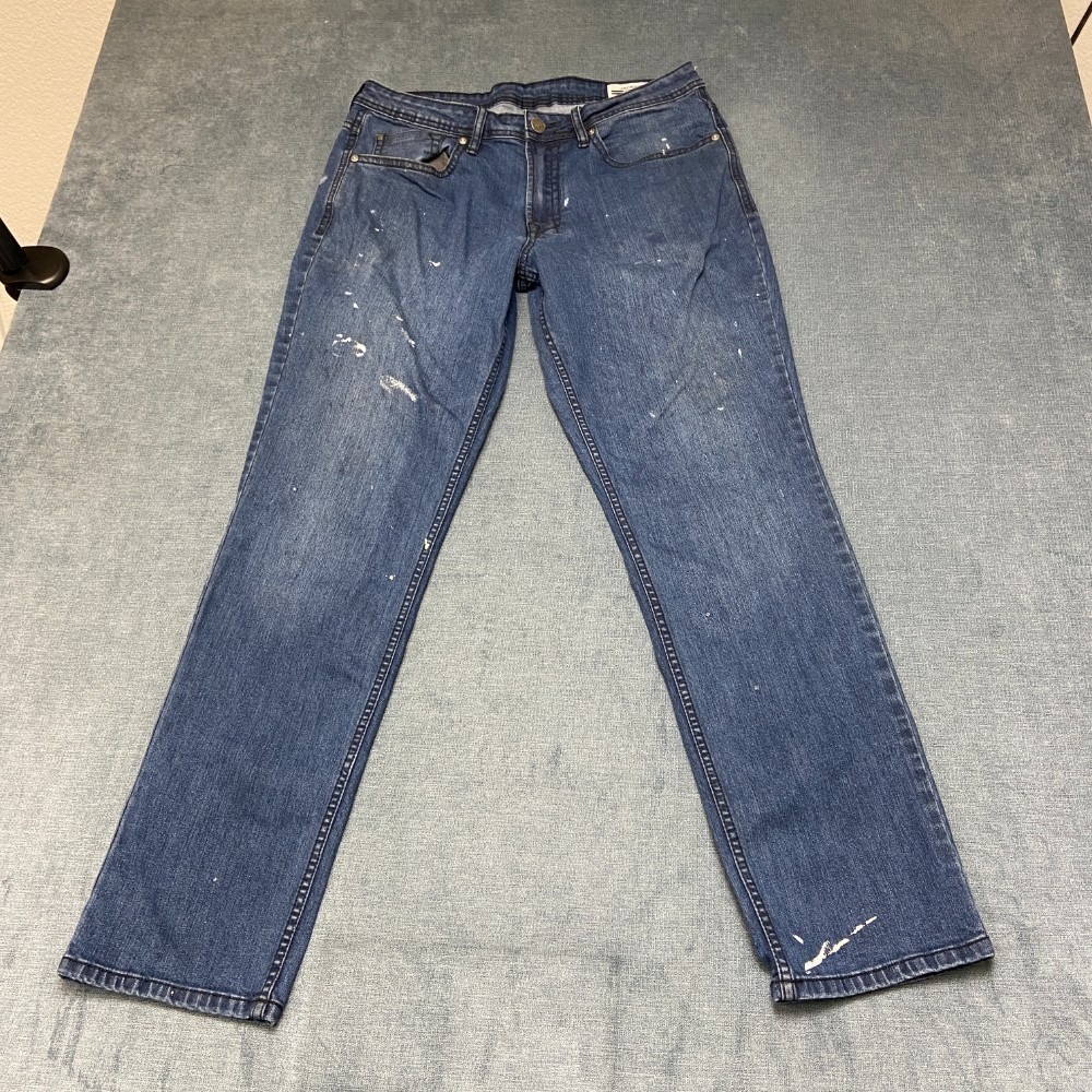 Jackson Slim Straight Fit Jeans Mens 34x32 Blue Denim All Seasons Medium Wash